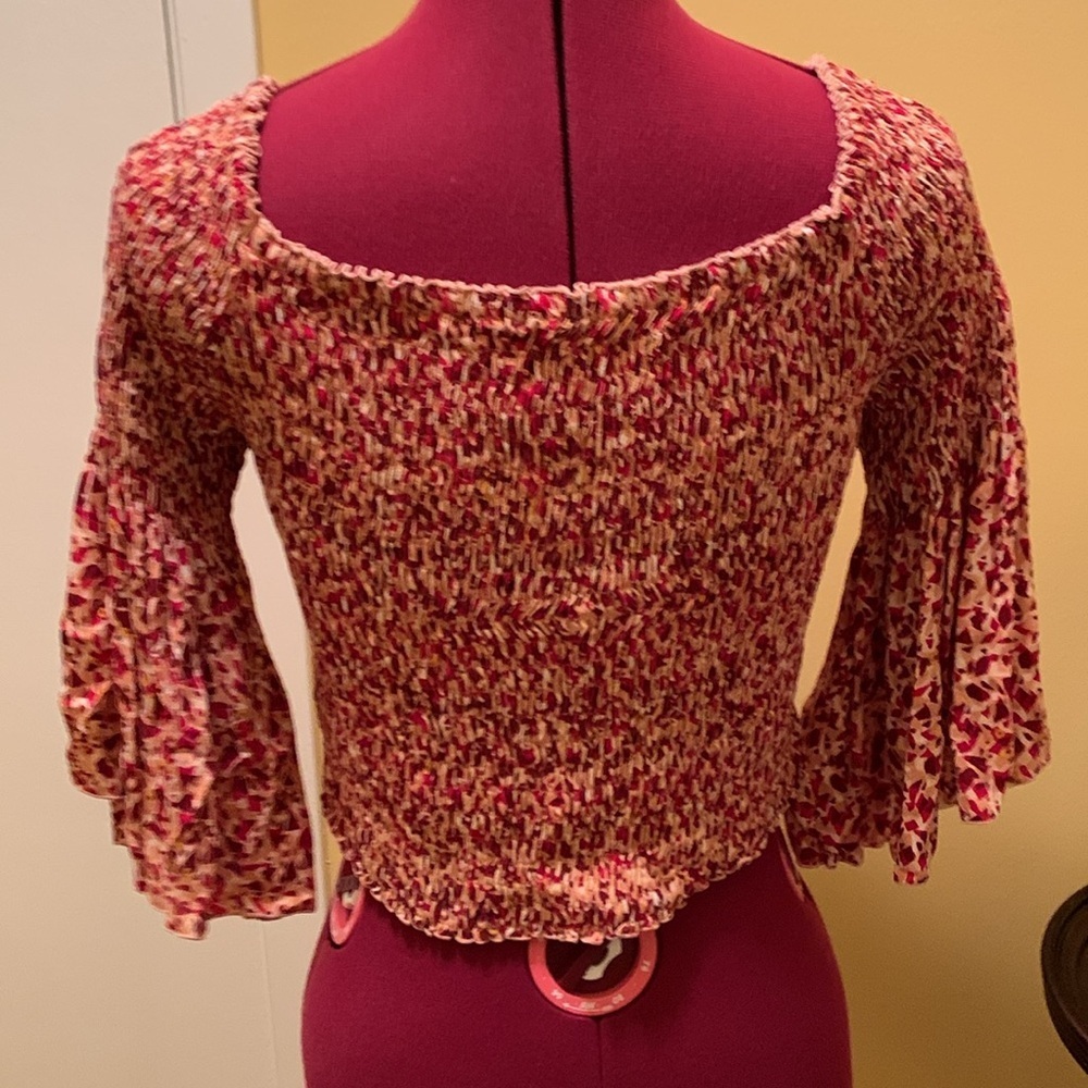 Poupette St. Barth Red Floral Smocked Blouse - Picture 8 of 13